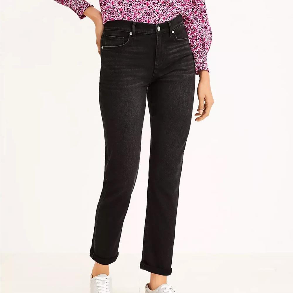 Black Loft The Girlfriend denim mid rise jeans size 6/28